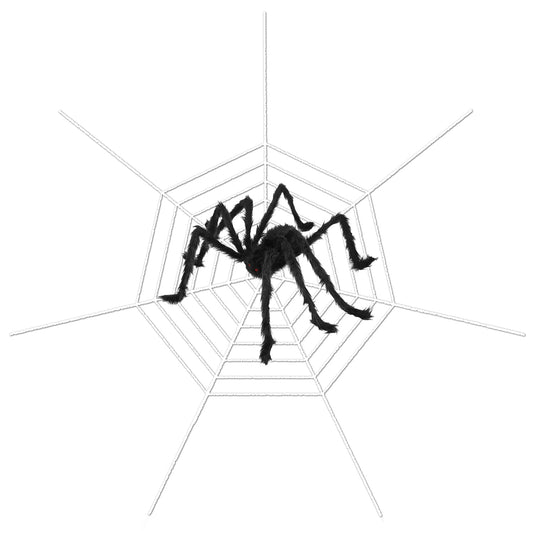 49" Hairy Spider with 126" Web – Giant Halloween Yard Decoration
