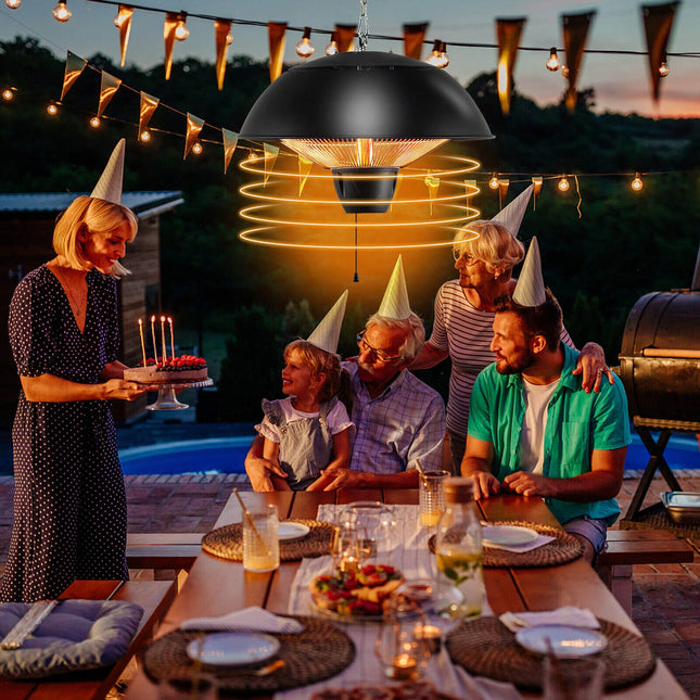 Electric Patio Heater 1500W Hanging Halogen IPX4 Waterproof