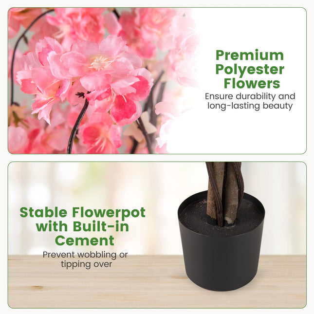 5.5 FT Tall Artificial Cherry Blossom Tree with Pink/White Flowers 1 Pack