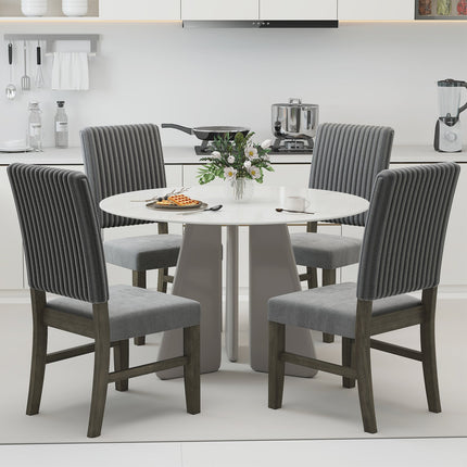 Dining Chair Set of 2 Mid-Century Modern Velvet Fabric Upholstered Chairs-Grey