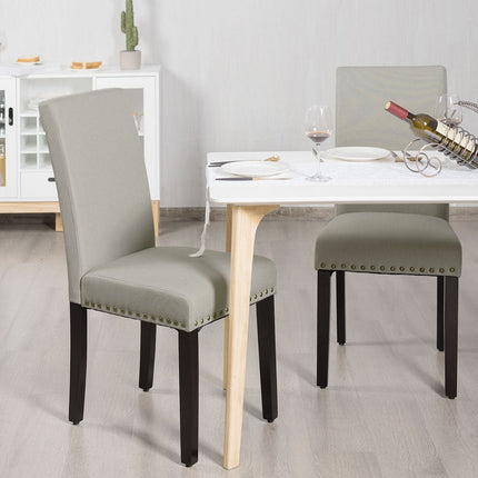 Set of 2 Fabric Upholstered Dining Chairs with Nailhead