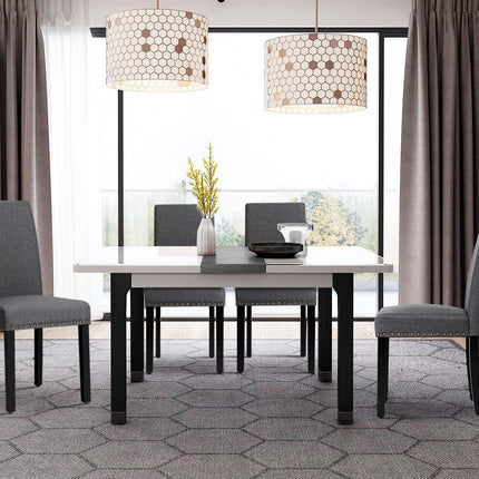Set of 2 Fabric Upholstered Dining Chairs with Nailhead
