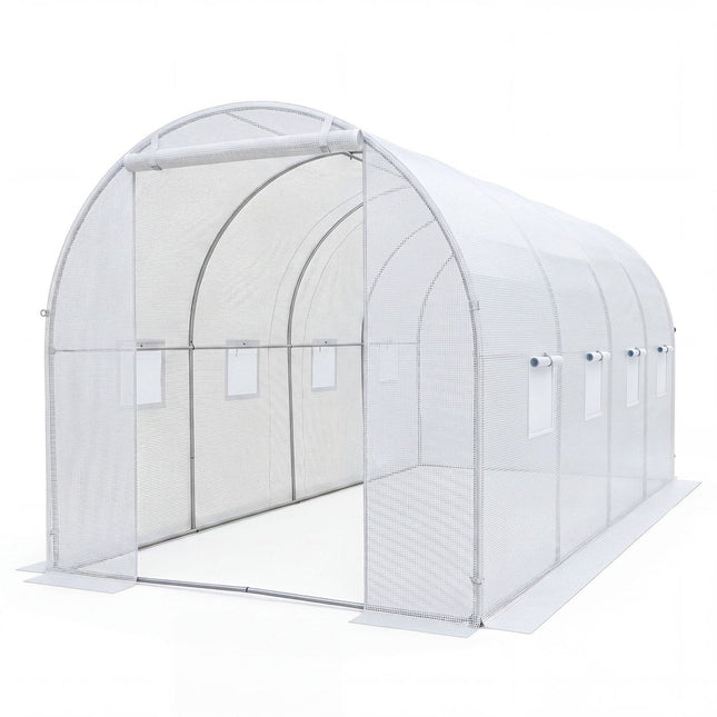 Walk-in Tunnel Greenhouse 15 x 7 x 7 ft with PE Cover