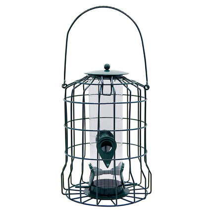 Outdoor Wild Bird Feeder Squirrel-Proof Chew-Proof Metal Hanging Seed Feeder with 4 Feeding Ports for Small Songbirds