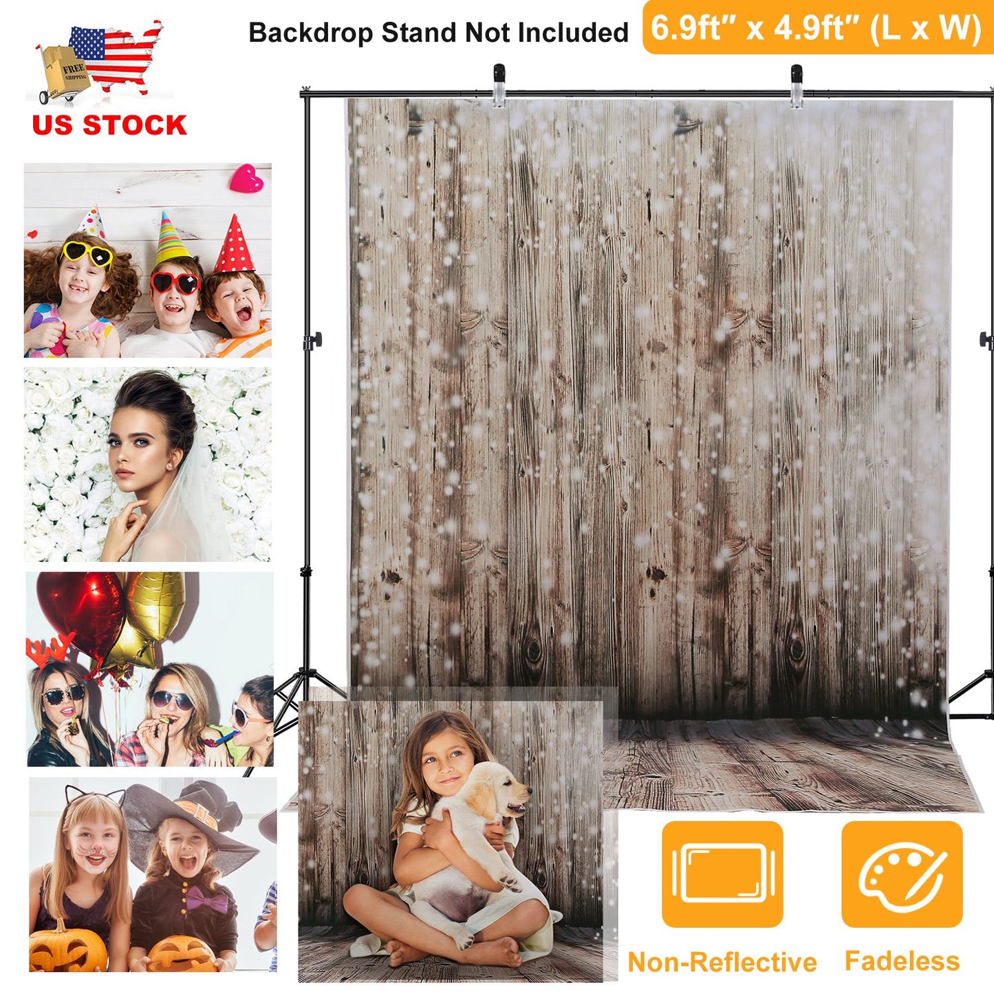 5x7FT Wooden Floor Photo Backdrops Wood Wall Rustic Photography Background for Studio Birthday Party Events Decoration