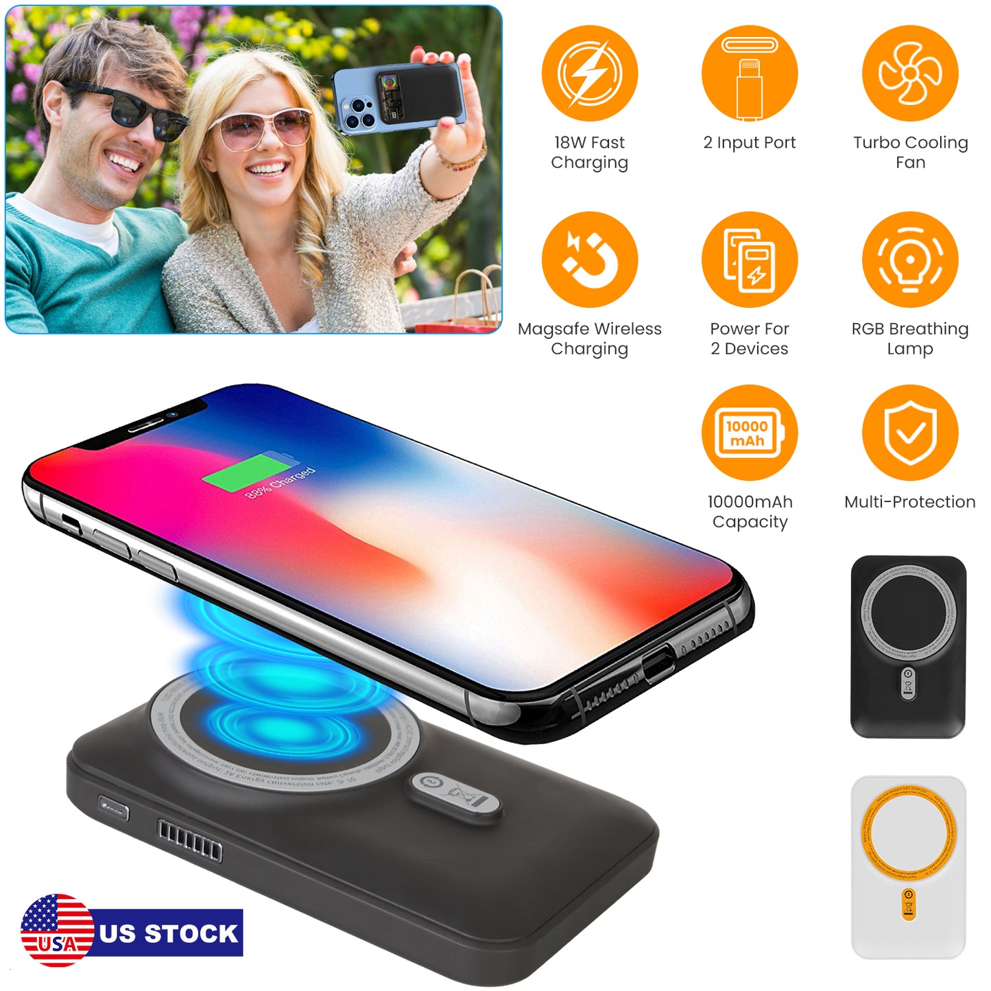 Magsafe Wireless Power Bank 10000mAh Magnetic Portable 18W Fast Charger Fit for IOS Phone 15/14/13/12 Series and More