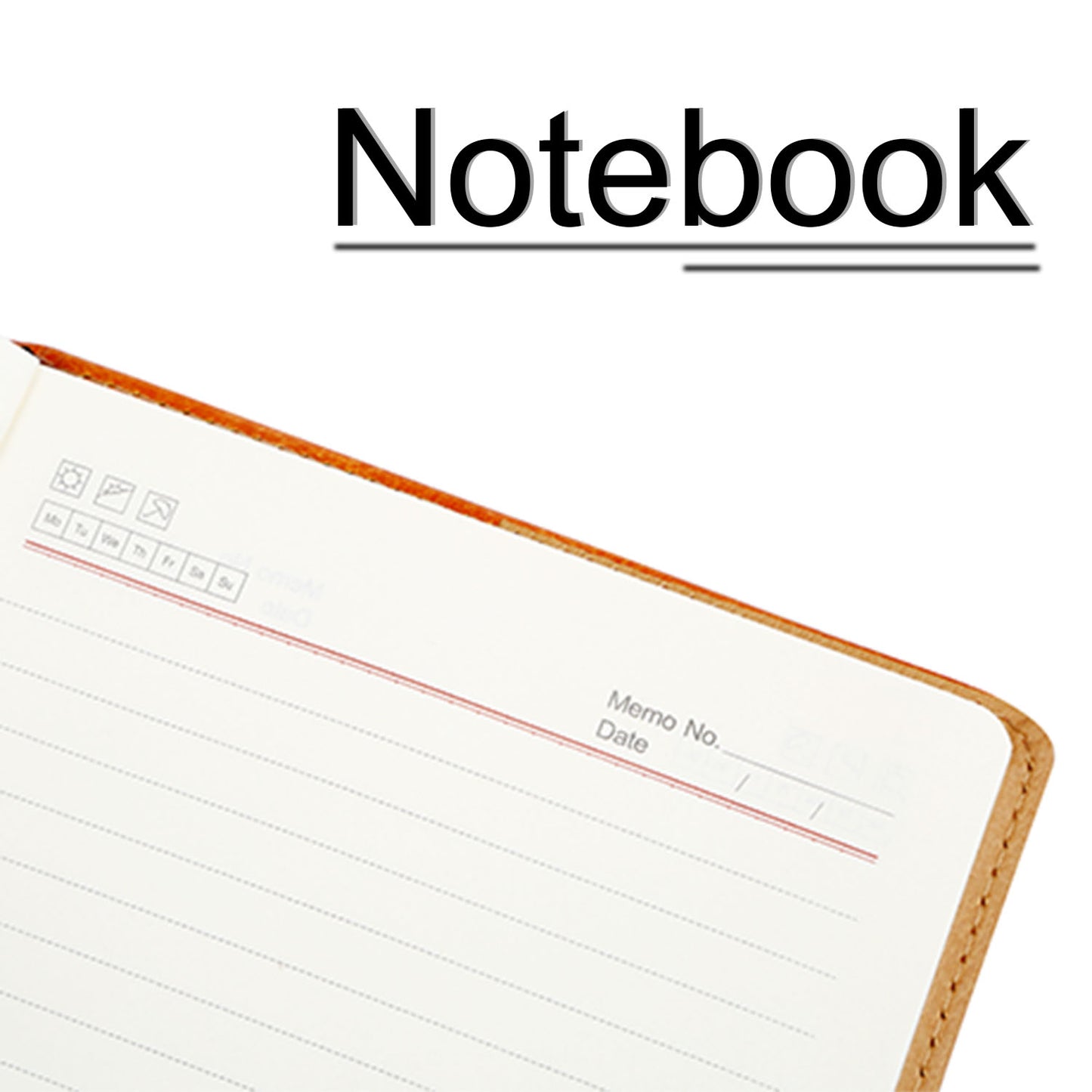 PU Leather Cover Notebook Memopad with Calendar World Map and Silk Ribbon