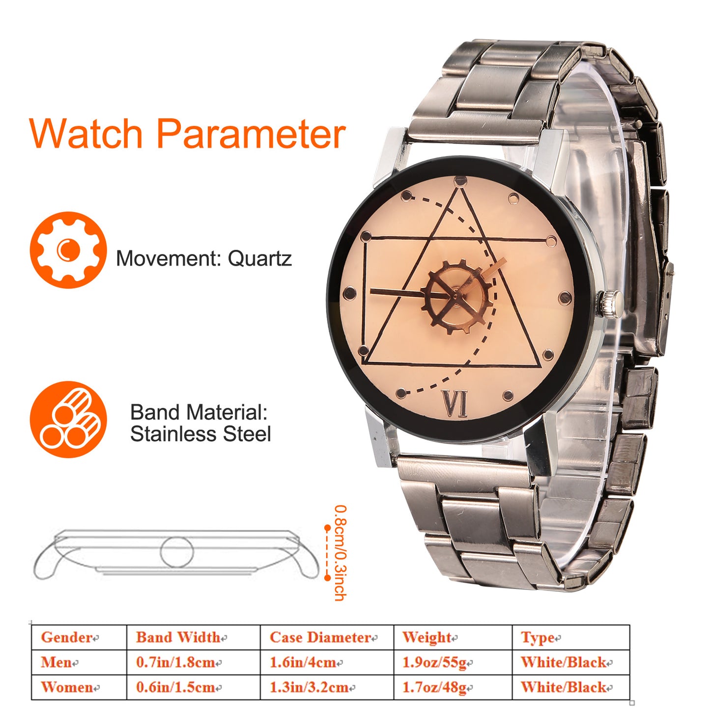 Couples Quartz Watch Men Women Stainless Steel Wrist Watch Ultra-Thin Cutting Craft Luxury Fashion