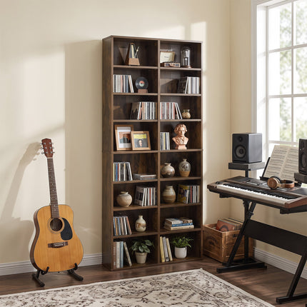 16 Compartment CD Storage Unit with Adjustable Shelves 54"