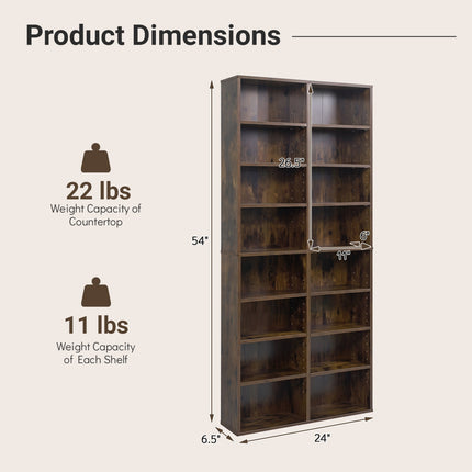 16 Compartment CD Storage Unit with Adjustable Shelves 54"