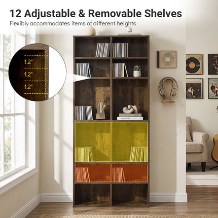 16 Compartment CD Storage Unit with Adjustable Shelves 54"