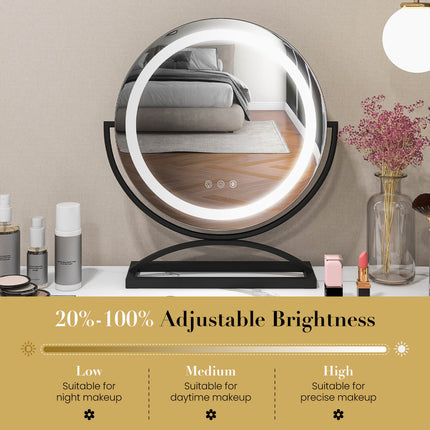 16 Inch Round Makeup Vanity Mirror with 3 Color Dimmable LED Lighting