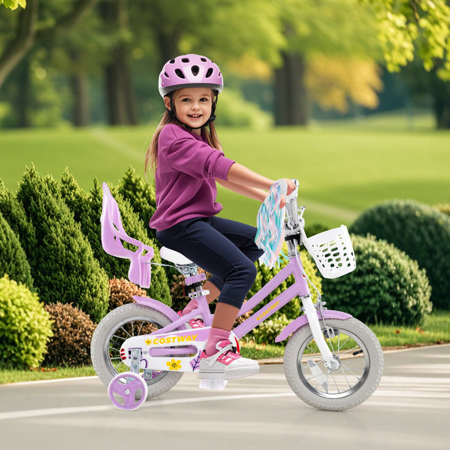 18 Inch Girls Bike Kids Bicycle with Doll Seat and Streamers for Children 4