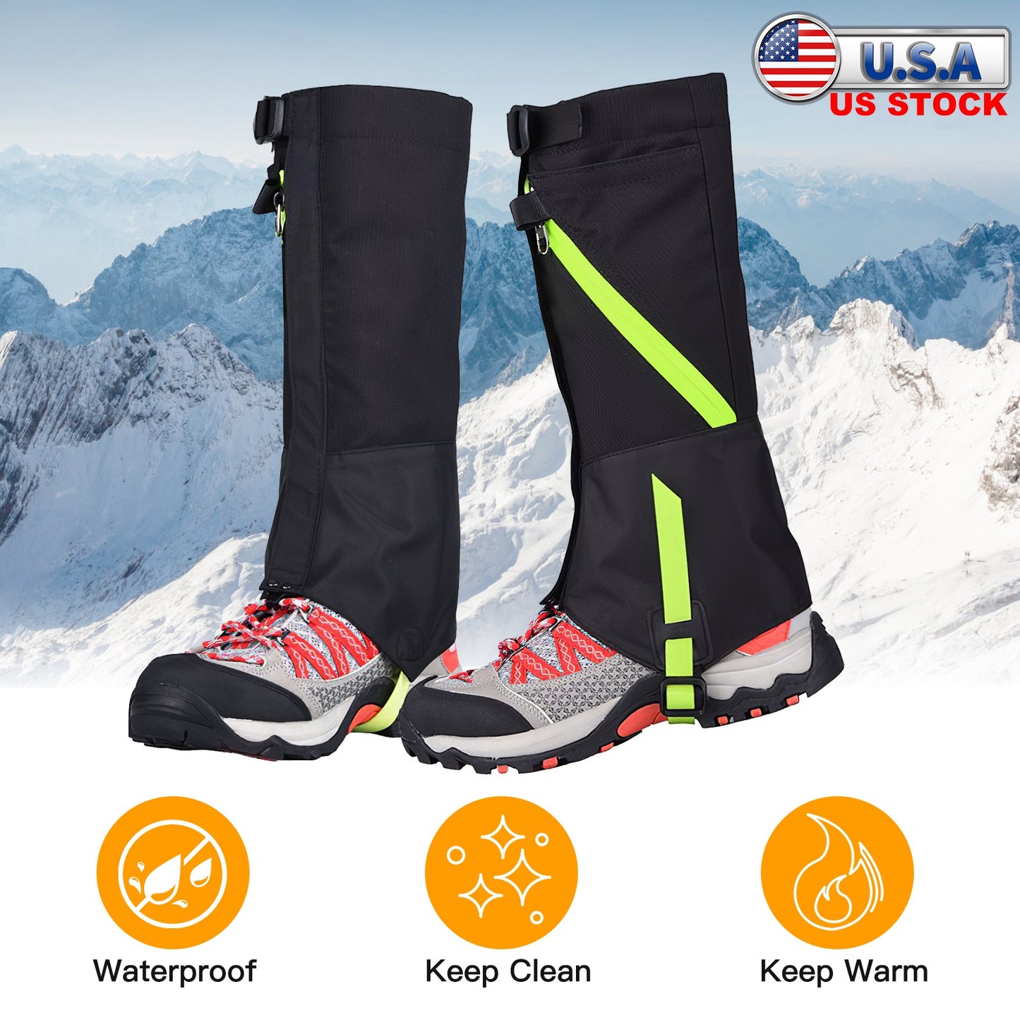 Leg Gaiters Waterproof Snow Boot Gaiters Snow Legging Shoe Gaiters Leg Cover for Walking Hunting Mountain Climbing Snowshoeing
