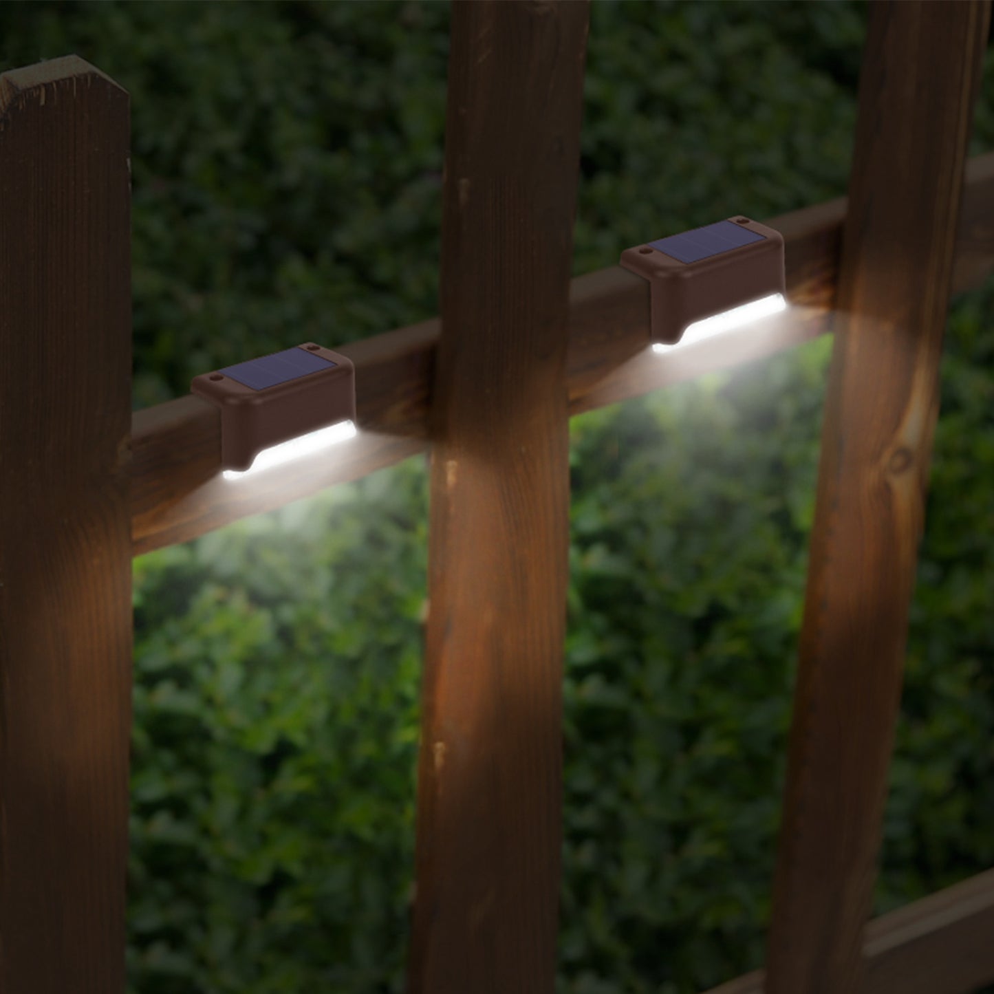 4Pcs Solar Powered LED Step Lights Outdoor IP55 Waterproof Dusk To Dawn Sensor Fence Lamps For Stairs Yard Railing