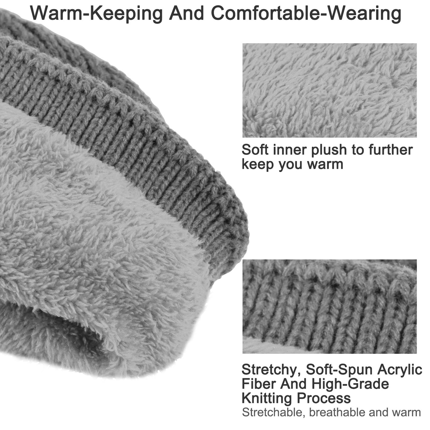 Unisex Knit Beanie Hat with Goggle Chunky Winter Warm Hat Skull Cap 4 Colors