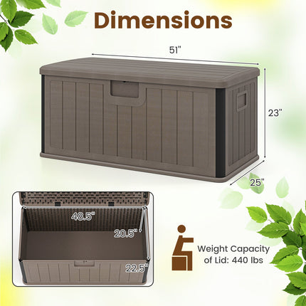 100 Gallon Large Deck Box with Lockable Lid for Patio