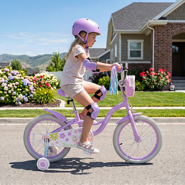 Girls Bike 18 Inch with Training Wheels and Front Bag