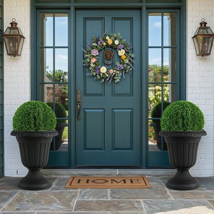 18-Inch Tall Urn Planters Set of 2 with Pedestal Base