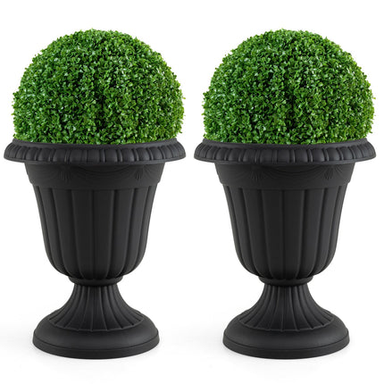 18-Inch Tall Urn Planters Set of 2 with Pedestal Base