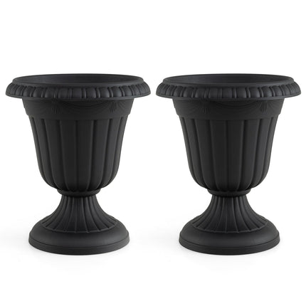 18-Inch Tall Urn Planters Set of 2 with Pedestal Base