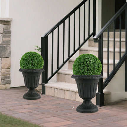 18-Inch Tall Urn Planters Set of 2 with Pedestal Base