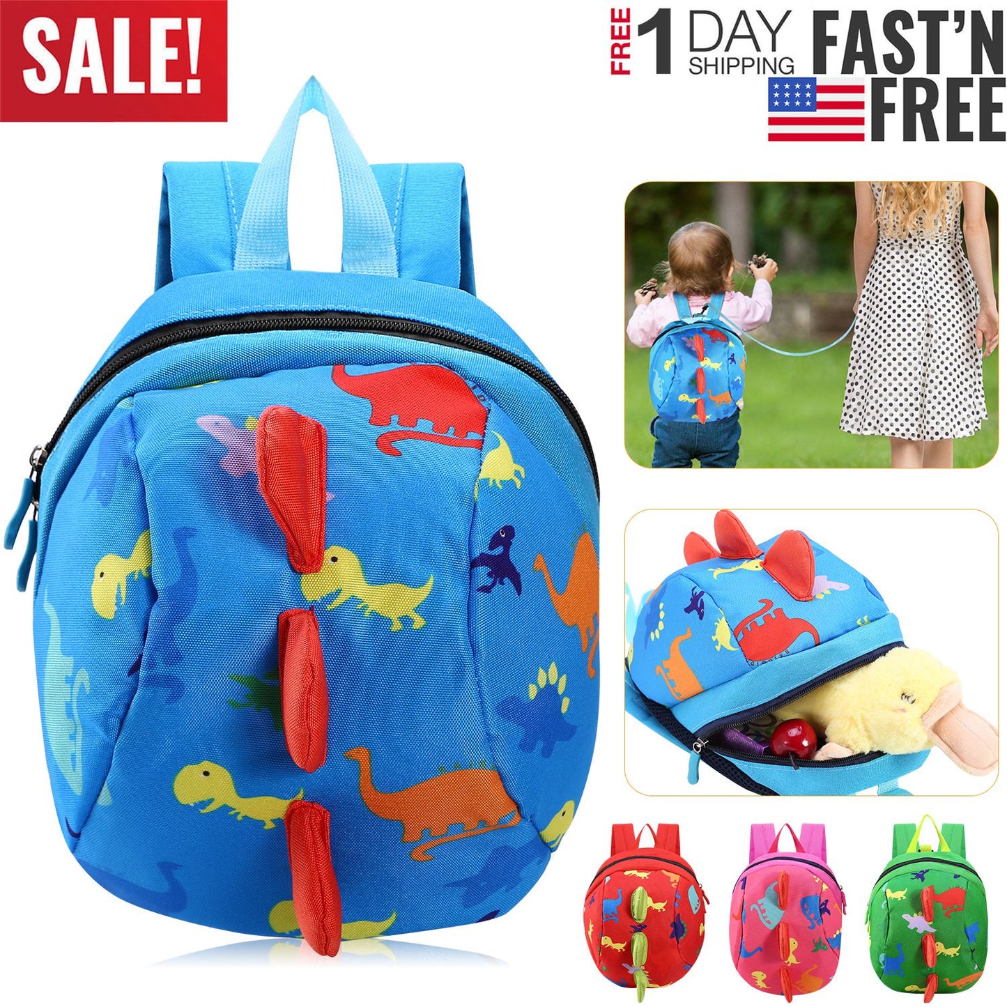Safety Harness Baby Child Strap Toddler Walking Keeper Backpack w/Anti-Lost Leash for Aged 1-3