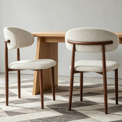 Upholstered Dining Chairs Set of 2 with Curved Back