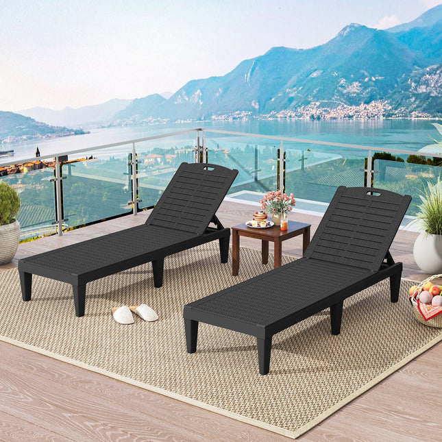 Outdoor PP Chaise Lounge Chairs Set of 2 with 4-Position Adjustable Backrests