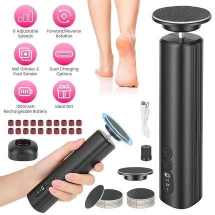 Electric Foot Callus Remover & Nail Grinder with 6 Speeds