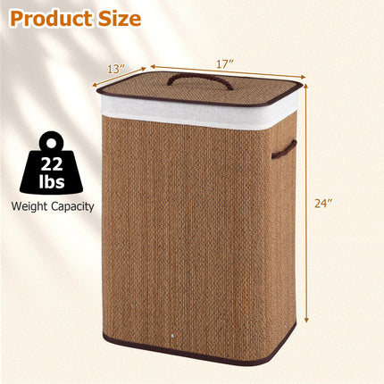 19 Gallon Bamboo Laundry Hamper with Removable Liner