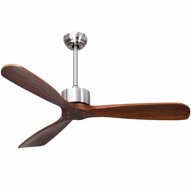52 Inch Modern Ceiling Fan Indoor Outdoor Brushed Nickel Finish with Remote