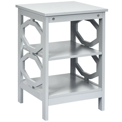 3-tier Nightstand Sofa Side End Accent Table-Black