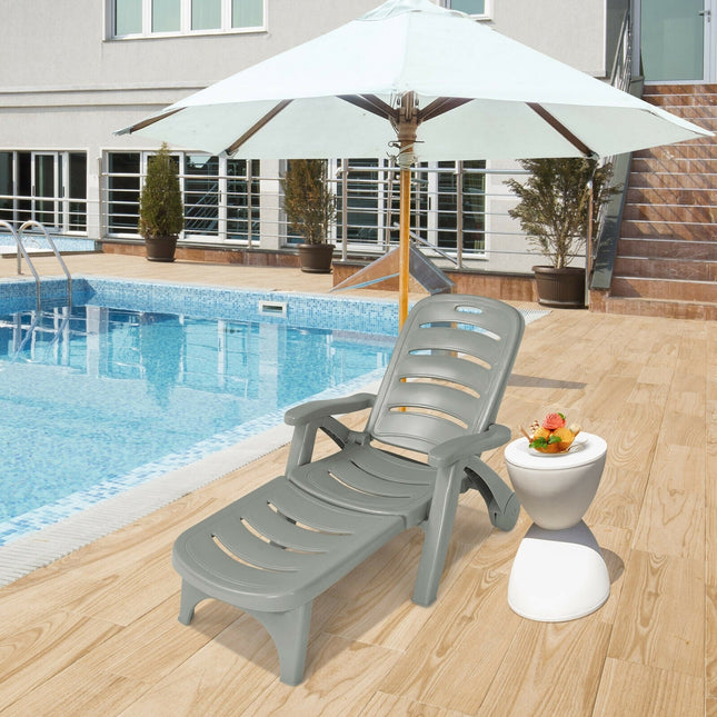 5 Position Adjustable Folding Lounger Chaise Chair