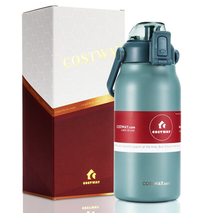 44oz Vacuum Insulated Leakproof Stainless Steel Sports Water Bottle-Gray