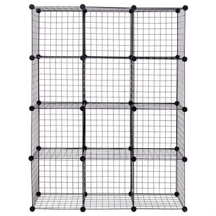 12-Cube Wire Storage Organizer 42" x 14" x 56" Metal Grid