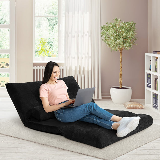 6-Position Adjustable Sleeper Lounge Couch with 2 Pillows