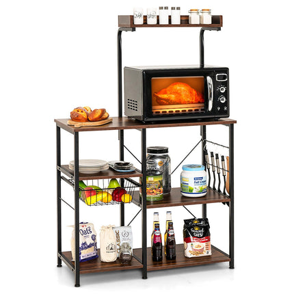 4 Tier Vintage Kitchen Baker's Rack Utility Microwave Stand-Coffee