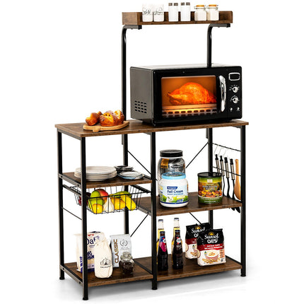 4 Tier Vintage Kitchen Baker's Rack Utility Microwave Stand-Coffee