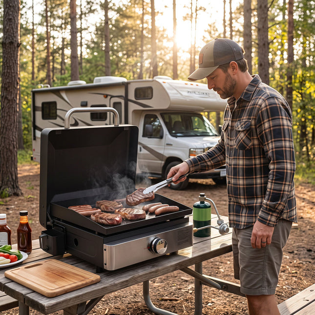 Portable Gas Griddle 1-Burner with Ceramic Non-Stick Plate