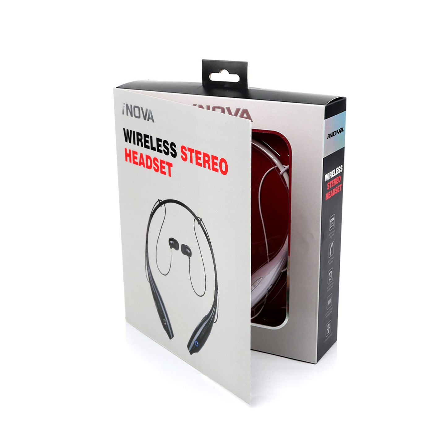 iNOVA Wireless Sports Stereo Hands Free Headset for Phone and Tablet in Black