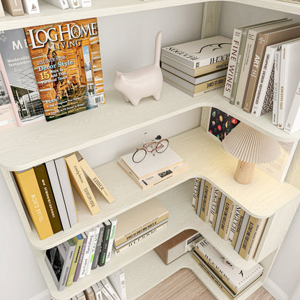 5-Tier L-Shaped Corner Bookshelf with 6 Open Shelves
