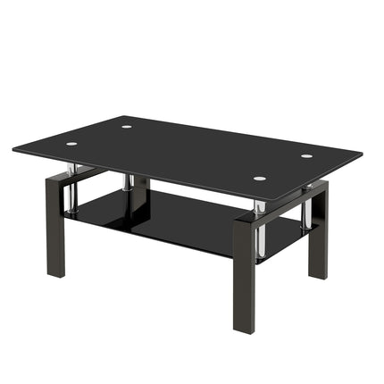 Tempered Glass Coffee Table with 2-Layer Design