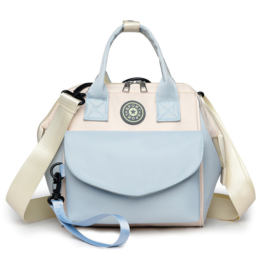 Baby Nappy Diaper Bag with 6 Pockets Burp Cloth Adjustable Shoulder Strap Detachable Small Bag Multifunctional Diaper Changing Bag with 2 Insulated Po