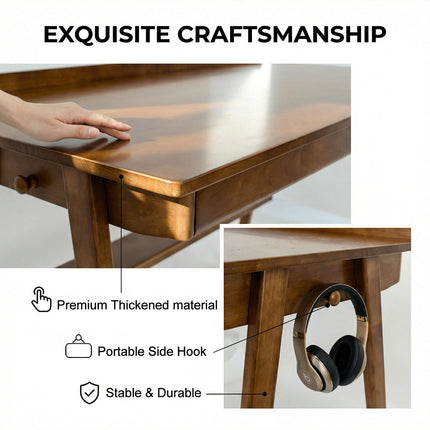 Solid Wood Desk with Drawers for Home Office