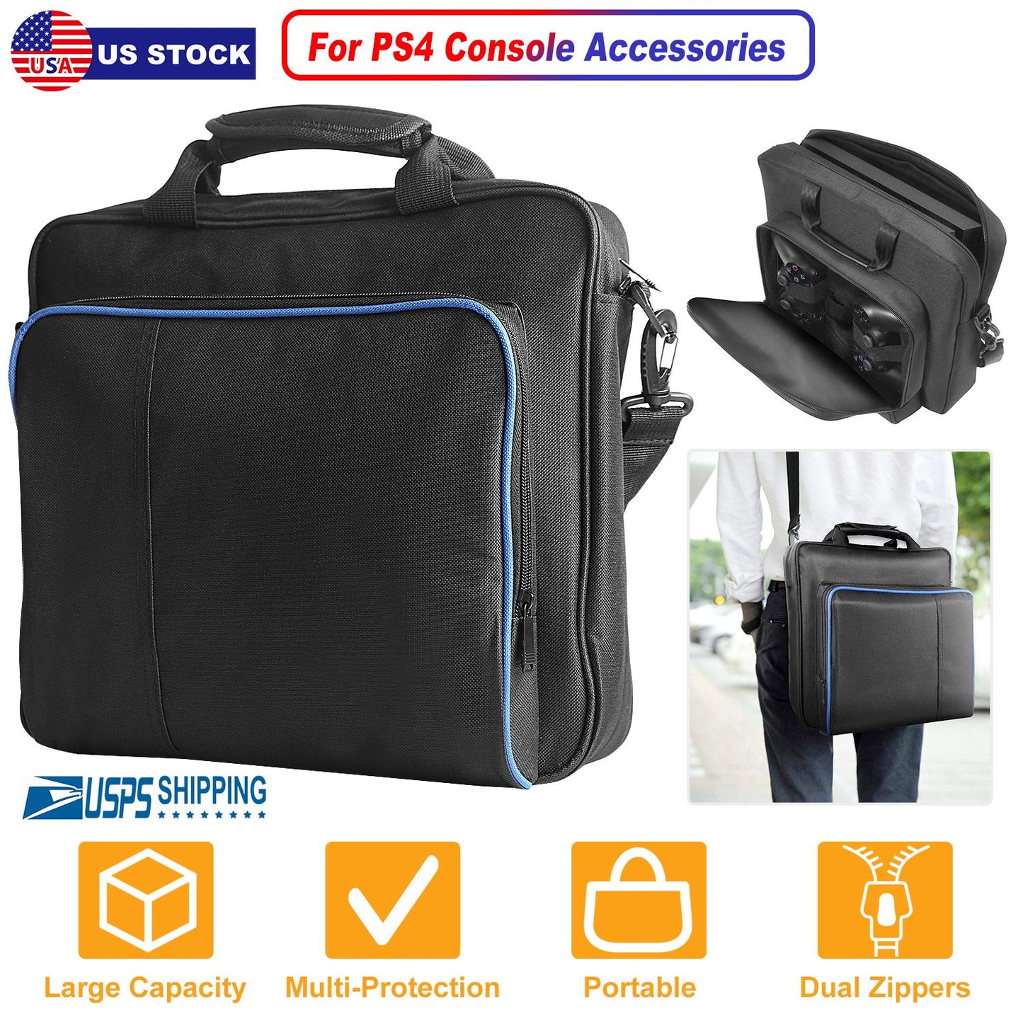 Travel Carry Case For PlayStation4 PS4 Console Accessories Handbag w/Shoulder Strap