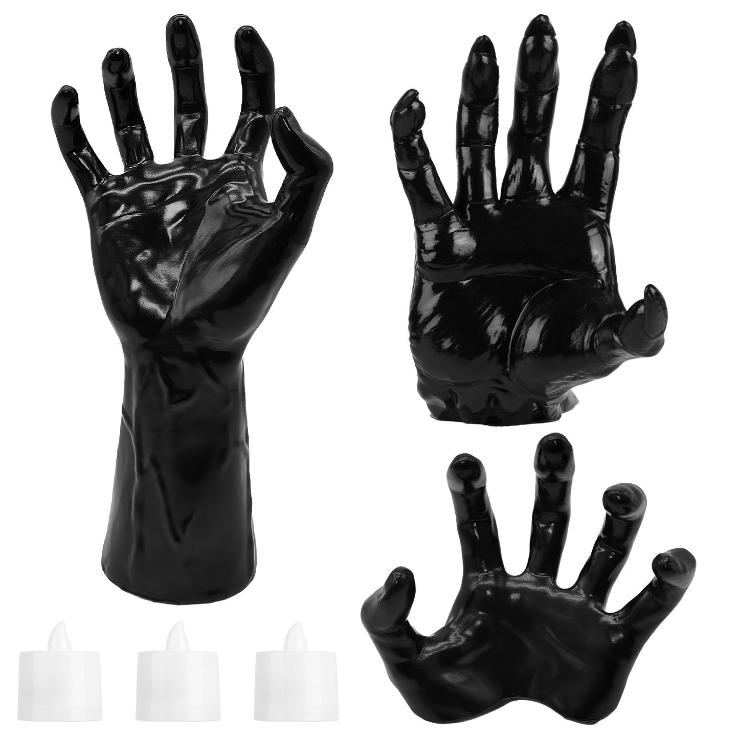 3Pcs Creepy Reaching Hands With Lighted Candles Wall Mounted Halloween Decoration Witch Devil Hand Aesthetic Goth Gothic Life-Sized Horror Hands Hangi
