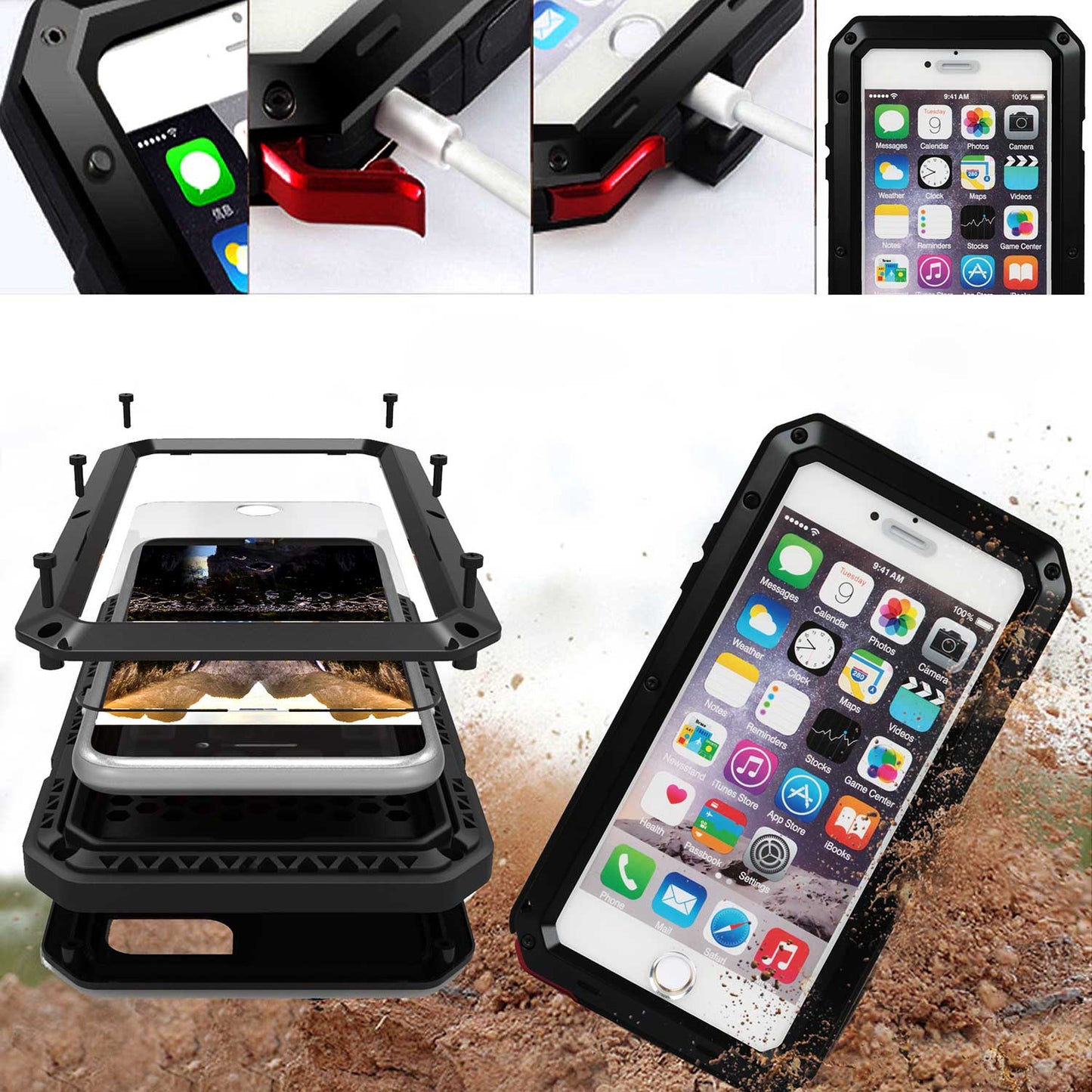 Rugged Shock-Resistant Hybrid Full Cover Case For iPhone 6 Plus