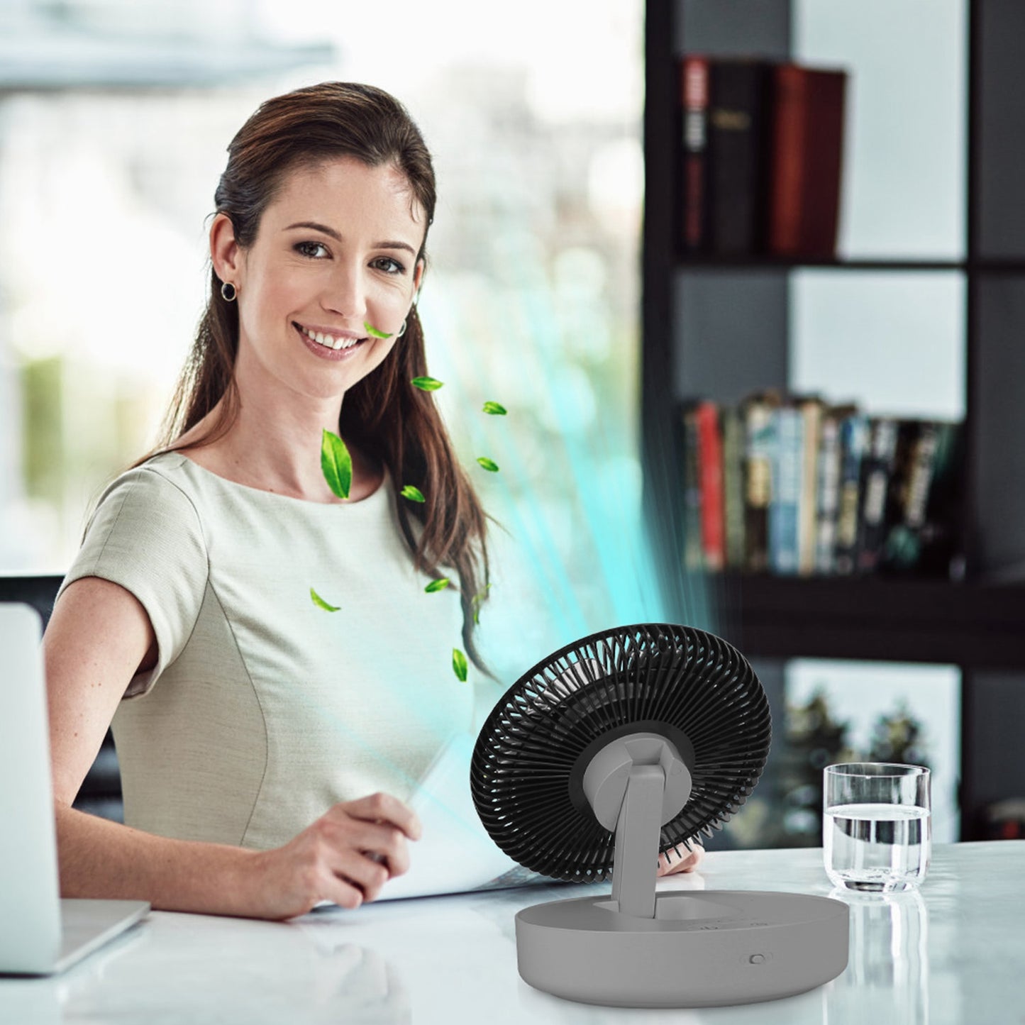 Foldable Rechargeable LED Desk Fan Wall Mounted Fan with Magnetic Remote Hanging Oscillating Fan with 4 Speeds 2 Brightness Time Setting Automatic Rot