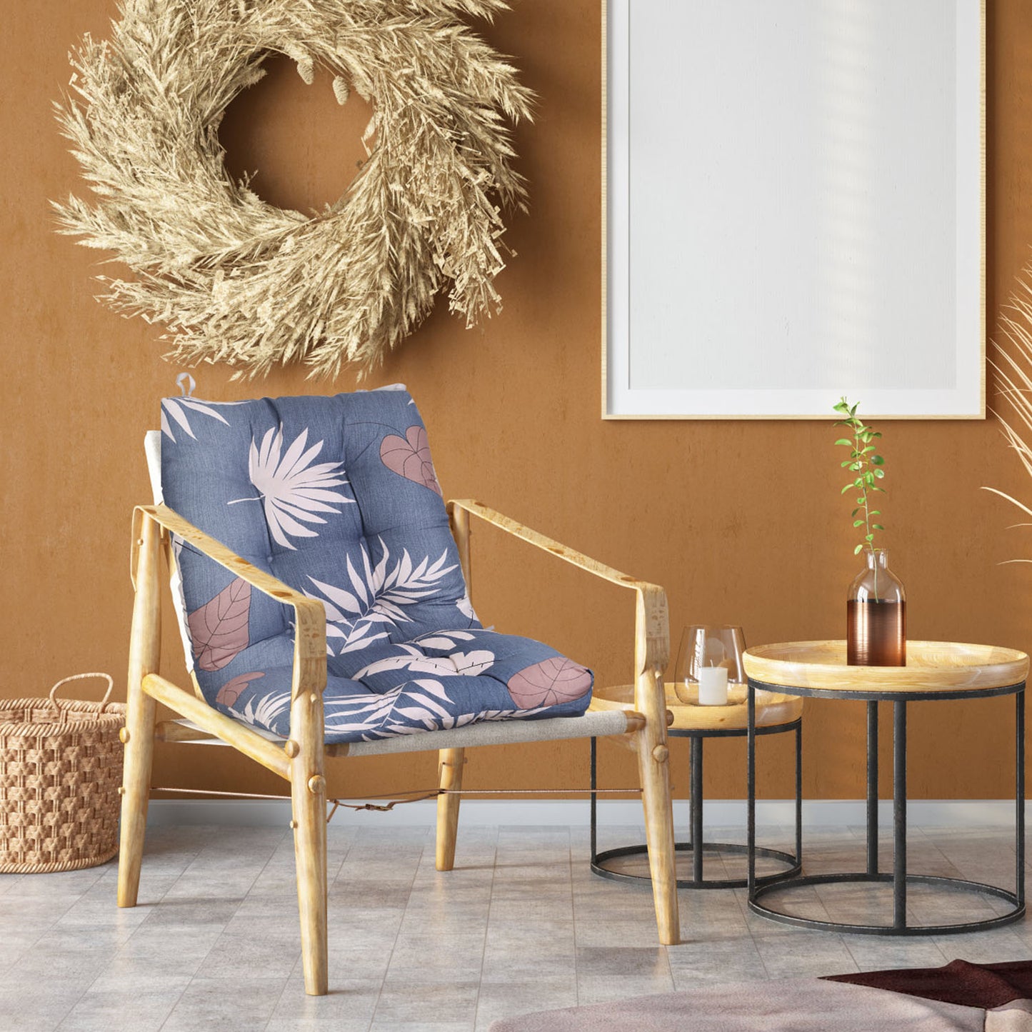 Rocking Chair Cushion 2 Pieces Back Seat Sets with Non-Slip Ties Polyester Fiber Filling Comfortable Cushions and Pads for Indoor Home Office Car